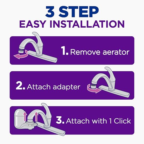 PUR PLUS Vertical Faucet Mount Water Filtration System, Lead-Reducing Filter, Great-Tasting Water, Easy Install, Lasts 100 Gallons, Compatible with Sinks with External Aerators, Stainless Steel - Image 5