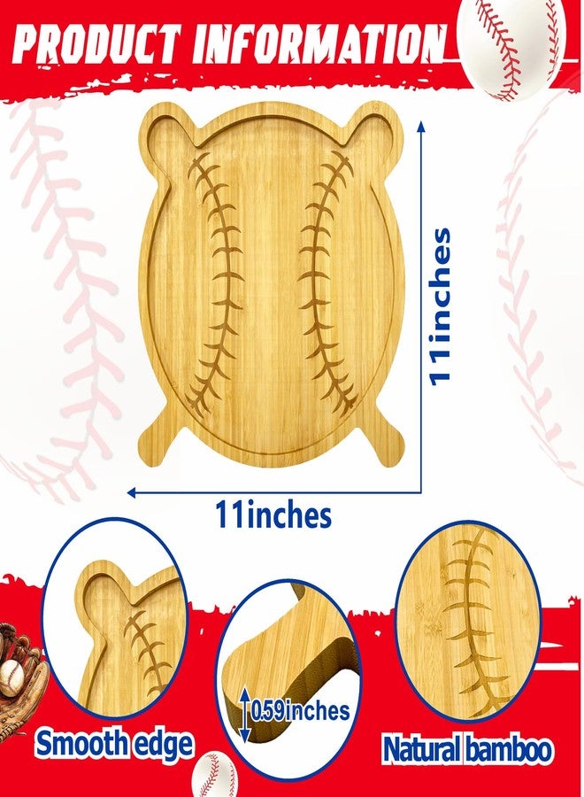 Barri Design Charcuterie Board Platter Wooden Baseball Theme Birthday Party Supplies Decoration Food Tray Bamboo Decorative Serving Platter Game Sports Lovers Gift Baseball Party Plate for Dessert Snack - Image 3