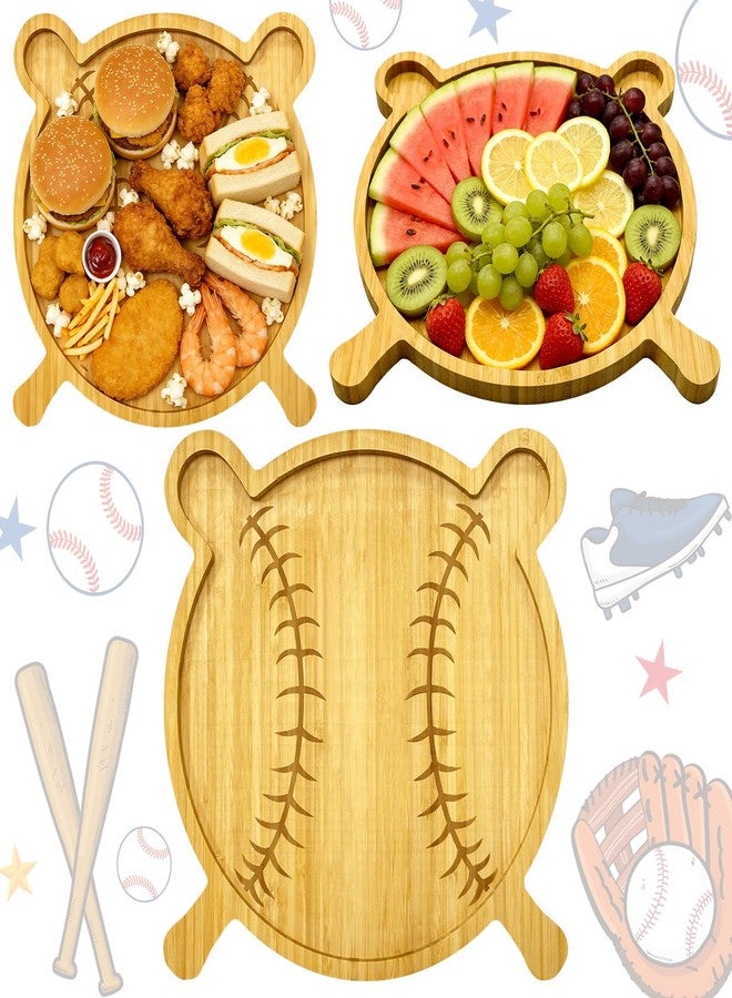 Barri Design Charcuterie Board Platter Wooden Baseball Theme Birthday Party Supplies Decoration Food Tray Bamboo Decorative Serving Platter Game Sports Lovers Gift Baseball Party Plate for Dessert Snack - Image 1
