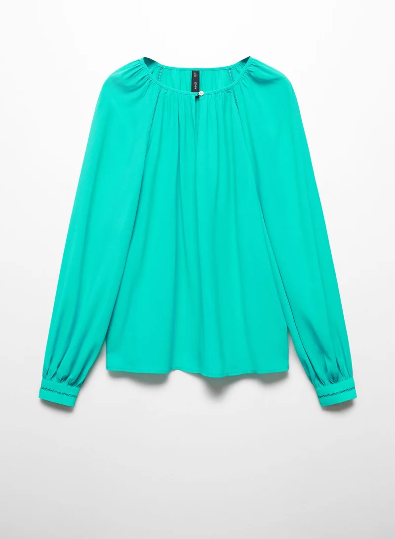 MANGO Puff Sleeve Cut Out Top