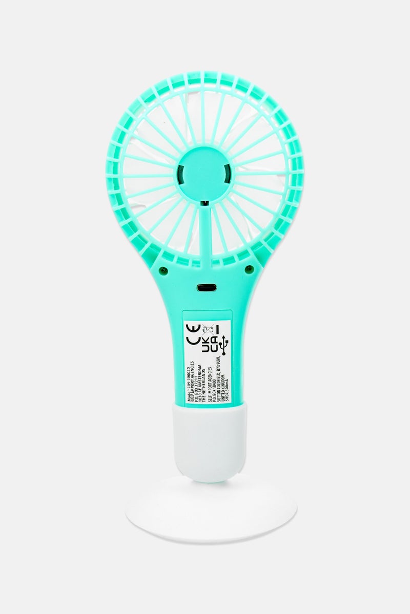 Koopman Plastic Mini Hand Fan, Turquoise - Image 2