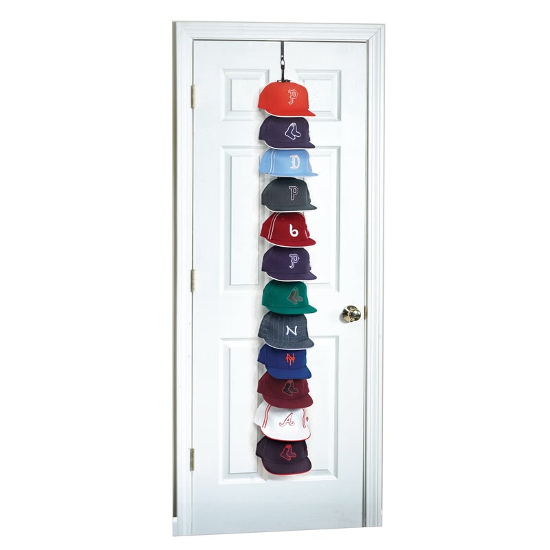 Perfect Curve Cap Rack System 36  Baseball Cap Organizer 12 clips hold up to 36 capsBlack