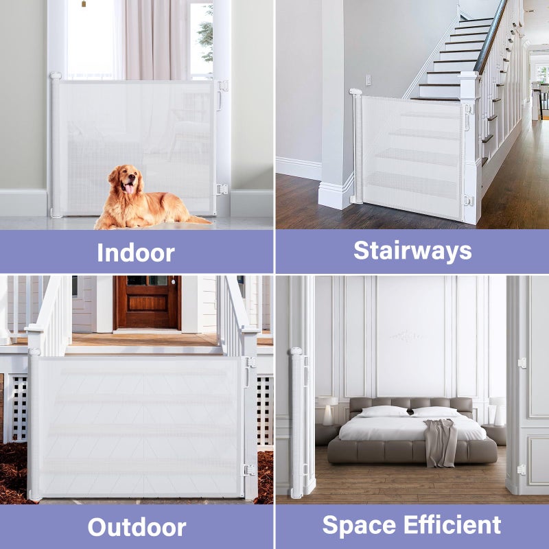 PRObebi Retractable Dog Gate for The House Extends to 54" Wide 34" Tall, Gates for Baby Indoor, Stair Gate for Outdoor, Staris, Hallways, Doorways, Deck, Porch, Need Drilling - Image 5