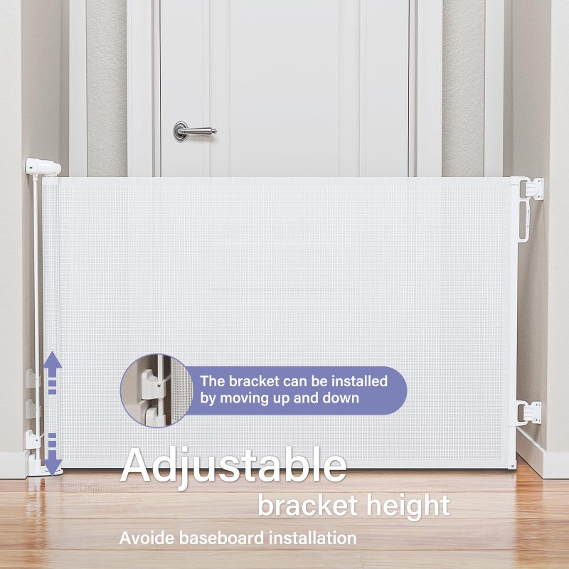 PRObebi Retractable Dog Gate for The House Extends to 54" Wide 34" Tall, Gates for Baby Indoor, Stair Gate for Outdoor, Staris, Hallways, Doorways, Deck, Porch, Need Drilling - Image 2
