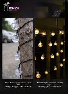 WAOKN Crystal Ball LED Light String, Solar Atmosphere Light, Warm White Light, 6.5m 30 Lights  - Image 3