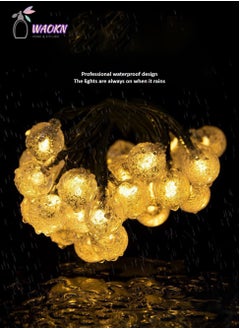 WAOKN Crystal Ball LED Light String, Solar Atmosphere Light, Warm White Light, 6.5m 30 Lights  - Image 4