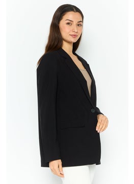VERO MODA Women Regular Fit Solid Semi-Casual Blazer, Black  - Image 3