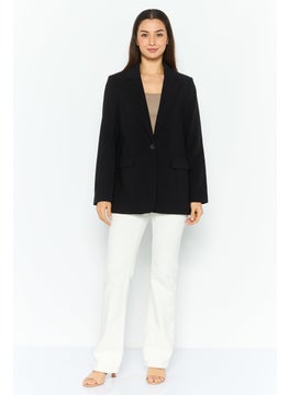 VERO MODA Women Regular Fit Solid Semi-Casual Blazer, Black  - Image 4