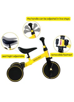 Good Boy 3-in-1 Convertible Balance Bike & Toddler Trike for 1-4 Years | Adjustable Seat, Indoor/Outdoor Use | First Birthday Gift (Yellow)  - Image 2