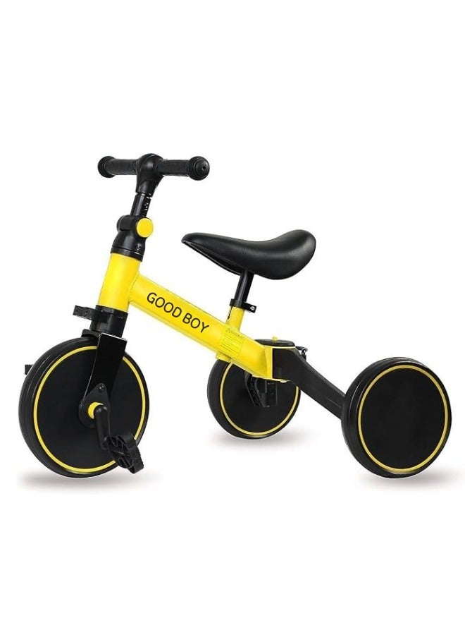 Good Boy 3-in-1 Convertible Balance Bike & Toddler Trike for 1-4 Years | Adjustable Seat, Indoor/Outdoor Use | First Birthday Gift (Yellow) - Image 1