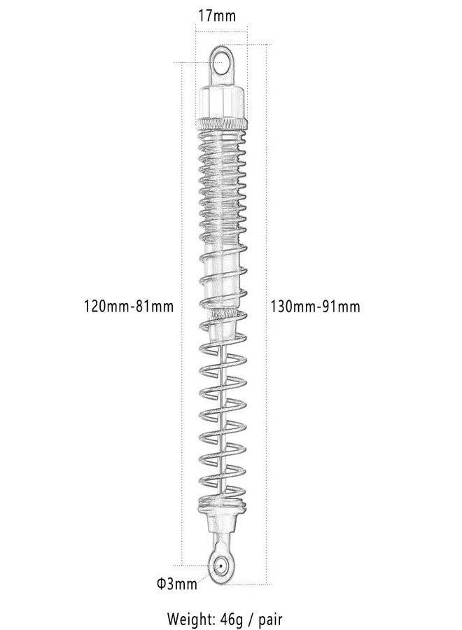 UURCSKY RC Shock Absorber Damper 130mm Adjustable for RC Car 1/10 Crawler Truck HPI HSP Losi Axial Tamiya Redcat Upgrade Part 4pcs/Set (Yellow) - Image 2