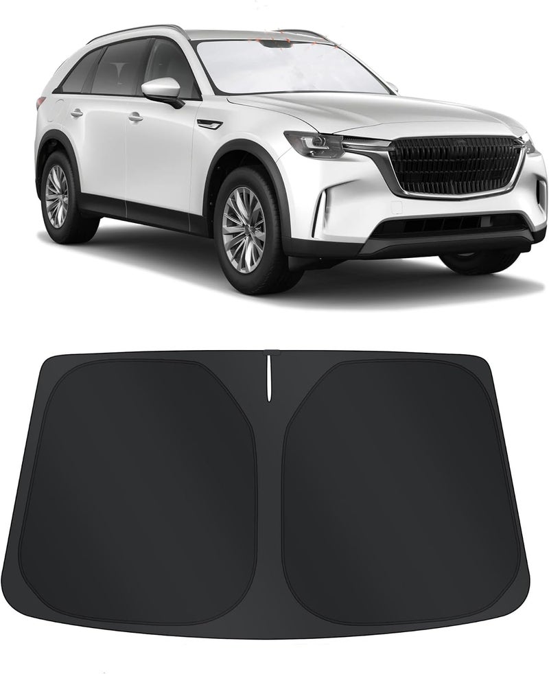 TINGLU Sun Shade for Mazda CX90 CX-90 2024 2025 2026 Accessories Windshield Sun Shade Window Shade UV Rays Protection Sun Visor Cover with Steering Wheel Sunshade Storage Bag - Image 1