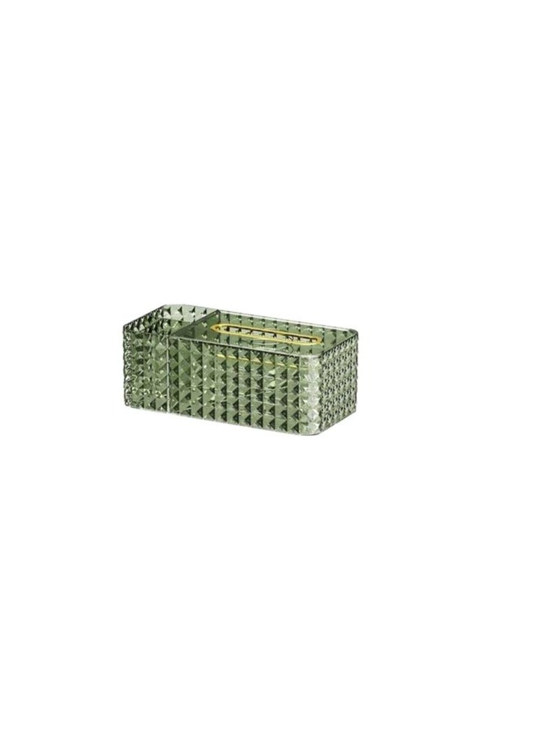 Acrylic Tissue Box Divided with Tissue Lifter - Practical and Stylish Design with 2 Compartments to Organize Remotes, Glasses, or Makeup Tools L (Olive) - Image 1