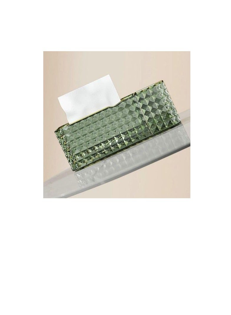 Acrylic Tissue Box Divided with Tissue Lifter - Practical and Stylish Design with 2 Compartments to Organize Remotes, Glasses, or Makeup Tools L (Olive) - Image 4