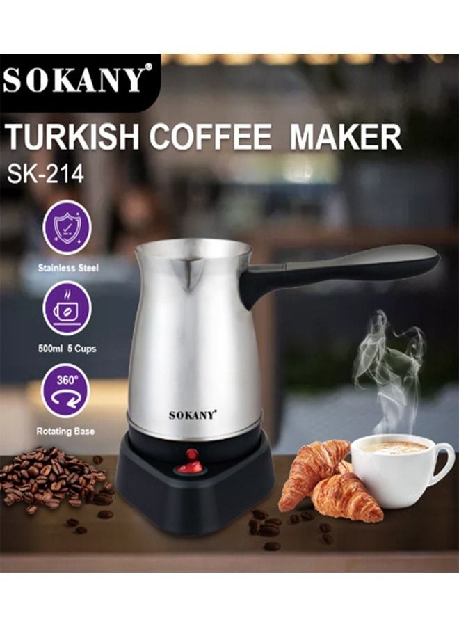 sokany - Stainless Steel Electric Coffee Maker Greek and Turkish Coffee Pot Portable Waterproof and Durable Design 500ml - Image 1