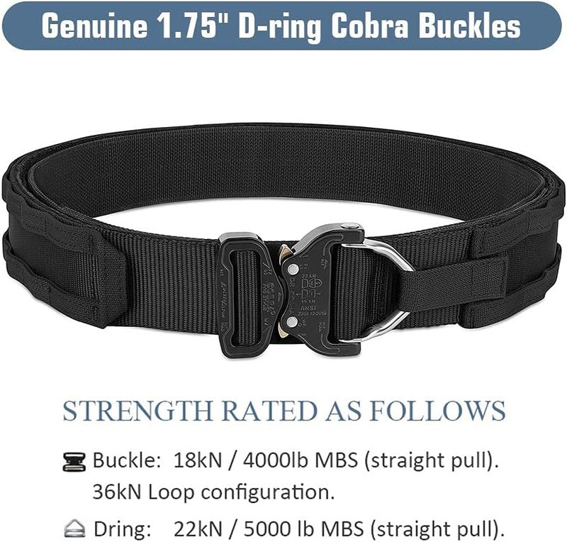 PETAC GEAR Tactical Battle Belt With Cobra Buckle D-Ring | Military Heavy Duty Rigger Gun Belts | Inner Outer Molle Belt. - Image 3