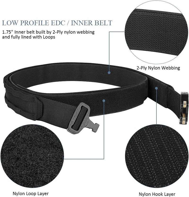 PETAC GEAR Tactical Battle Belt With Cobra Buckle D-Ring | Military Heavy Duty Rigger Gun Belts | Inner Outer Molle Belt. - Image 4