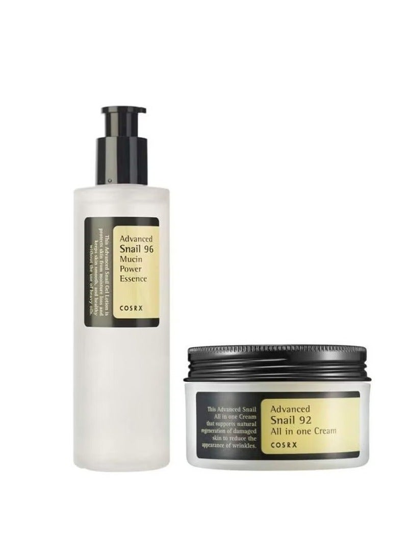 Advanced Snail 96 Mucin Power Essence 100ml and Snail 92 All in One Cream SET 100grams 