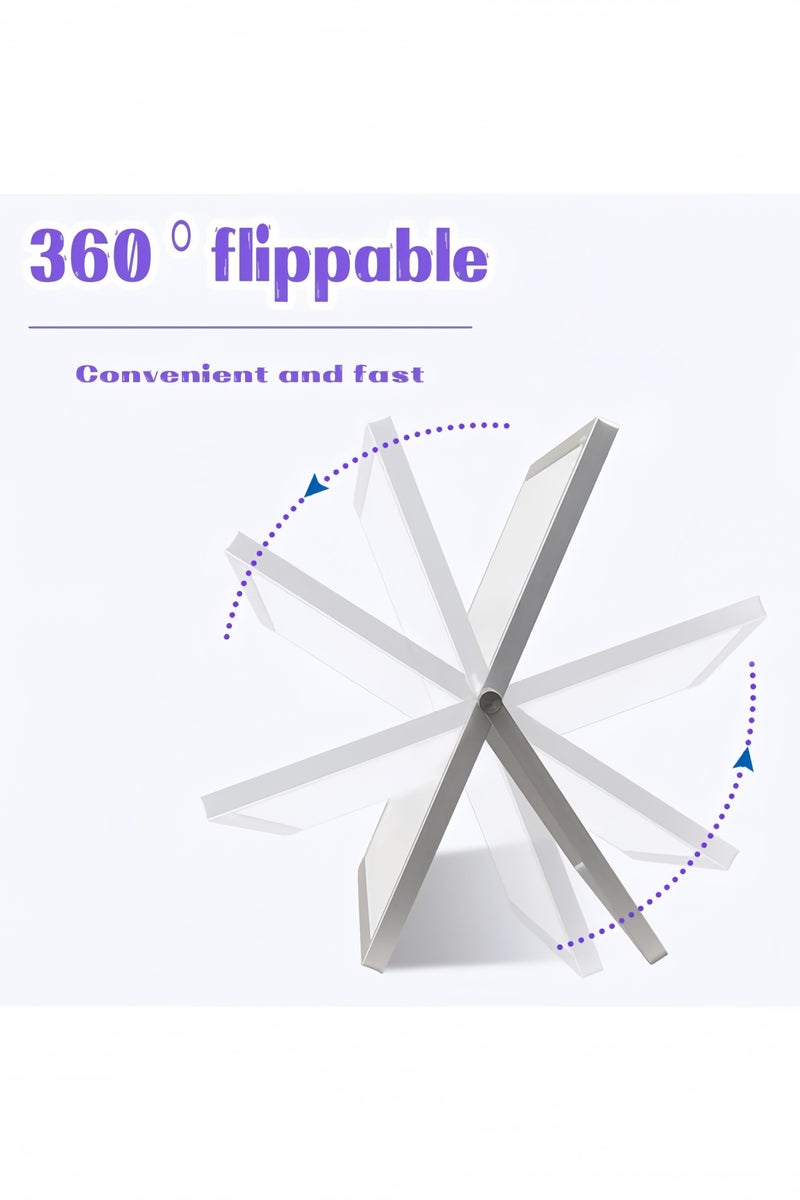 GGEROU سبورة بيضاء قابلة للمسح الجاف صغيرة 360 درجة قابلة للعكس، سبورة مكتبية مغناطيسية محمولة مزدوجة الجوانب مع حامل 30x40 سم - Image 3