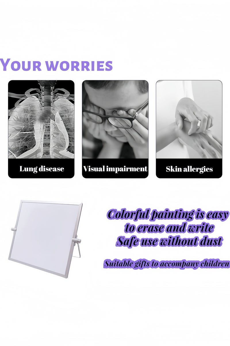 GGEROU سبورة بيضاء قابلة للمسح الجاف صغيرة 360 درجة قابلة للعكس، سبورة مكتبية مغناطيسية محمولة مزدوجة الجوانب مع حامل 30x40 سم - Image 5