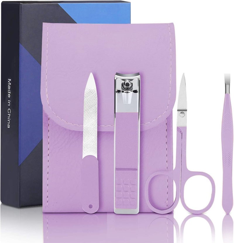 Nail Clipper Set Manicure Set Women Aceoce Stainless Steel Figer Toe Nail Clippers Travel Manicure Grooming Kit Personal Care Set Gift for Travel Partner Mini case 4 in 2