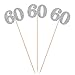 Giuffi Pack of 10 Silver Glitter 60th Birthday Centerpiece Sticks Number 60 Table Topper Age Letter Decorations - Image 3