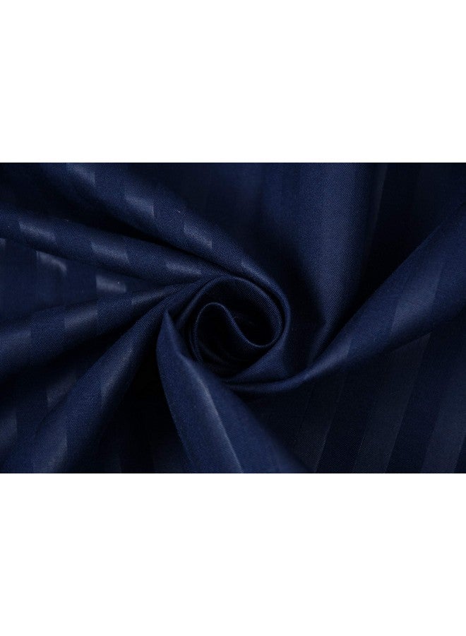 Homefab India 160 Tc Stripe Glace Cotton Diwan Set - 8 Piece - Navy Blue, 1 Bedsheet, 2 Bolster Cover, 5 Cushion Cover - Image 3