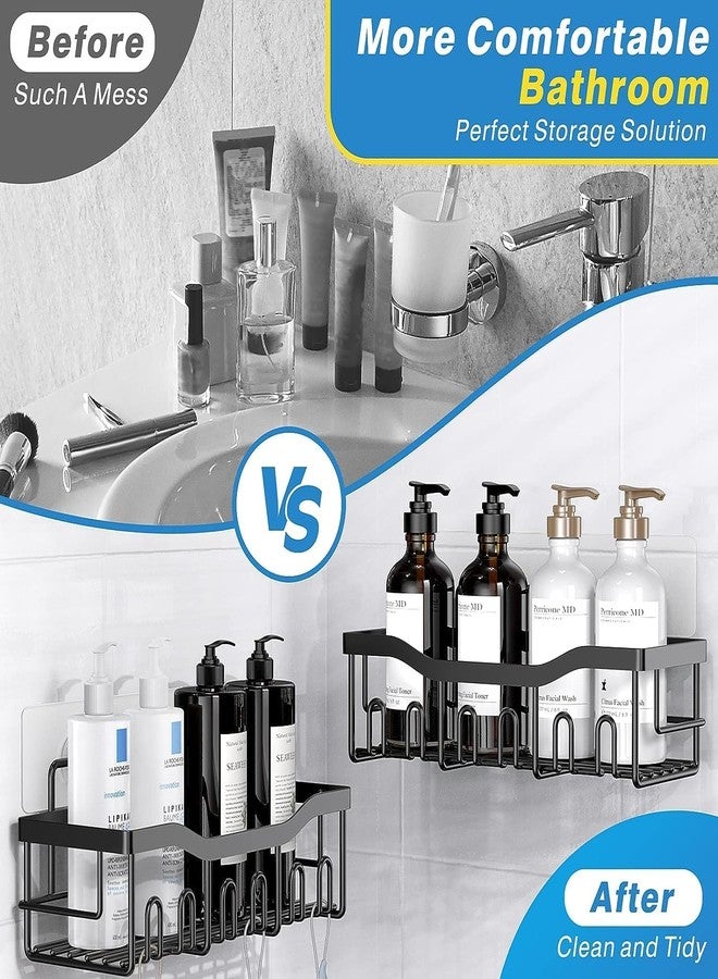 MagicMonk 5Pcs Wall Mounted Self-Adhesive Bathroom Shelf Set with Toothbrush Holder & Hooks Rustproof Wall Mounted Bathroom Organizer | Shower Caddy & Multipurpose Organizer Rack for Toiletries, Kitchen & Home - Image 3