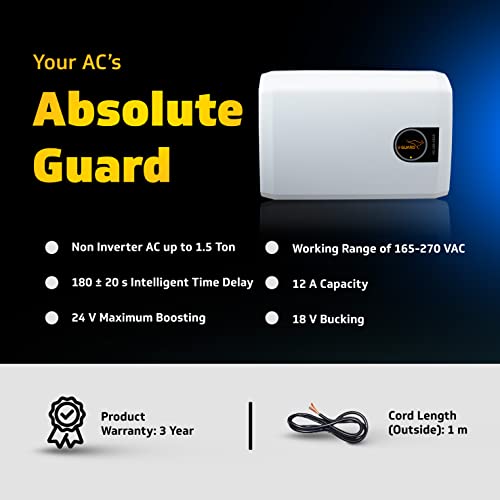 V-Guard VG 400 AE 10 AC Stabilizer for 1.5 ton AC | Intelligent Time Delay System | Energy Efficient Design | Convenient LED Indicator | 3 Year Warranty | White (Working Range 165-270 VAC) - Image 2