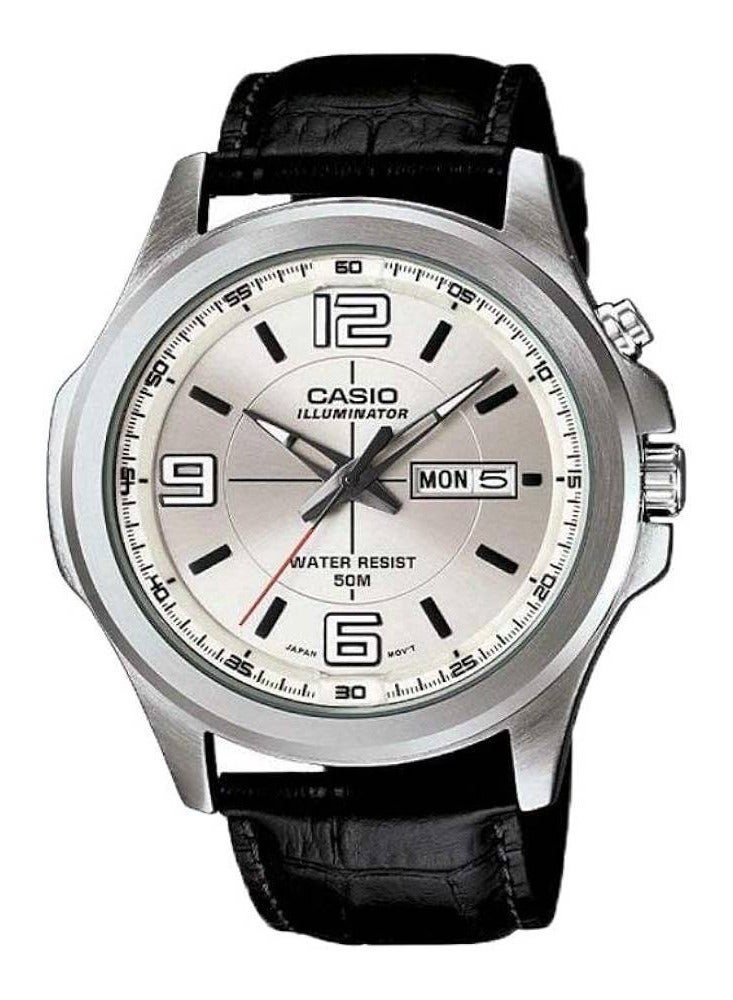 CASIO ساعة كوارتز تناظرية للرجال بسوار من الجلد MTP-E202L-7A
