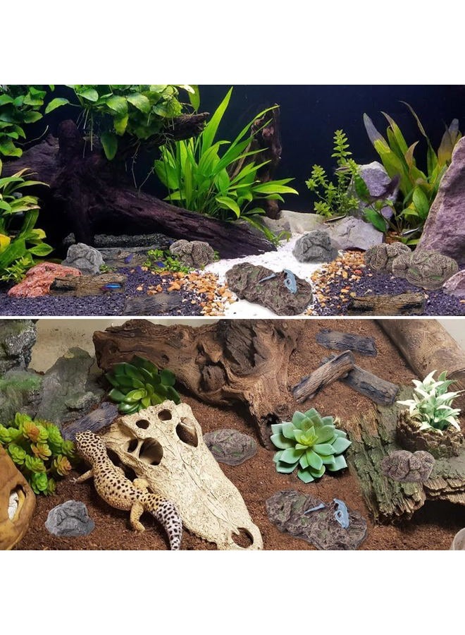 Morofme 7pcs Artificial Tree Stump Fake Rocks Plastic Tree Trunk Micro-Landscape Stone Figurines Plastic Wood Diorama Stumps Ornaments Miniature Stone for Projects Sand Table Landscape Train Garden - Image 5