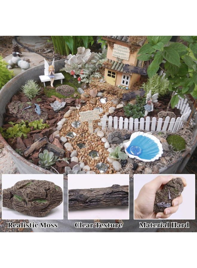 Morofme 7pcs Artificial Tree Stump Fake Rocks Plastic Tree Trunk Micro-Landscape Stone Figurines Plastic Wood Diorama Stumps Ornaments Miniature Stone for Projects Sand Table Landscape Train Garden - Image 2