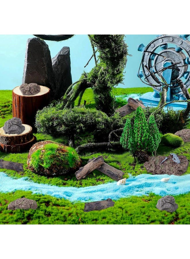 Morofme 7pcs Artificial Tree Stump Fake Rocks Plastic Tree Trunk Micro-Landscape Stone Figurines Plastic Wood Diorama Stumps Ornaments Miniature Stone for Projects Sand Table Landscape Train Garden - Image 4