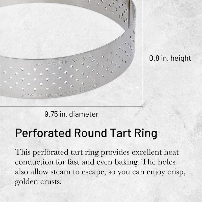 de Buyer Perforated Round Tart Ring - 9.75” Diameter, 0.8” Height - Perfect for Baking Beautifully Crisp Tarts - Easy to Use & Clean - Made in France - Image 2