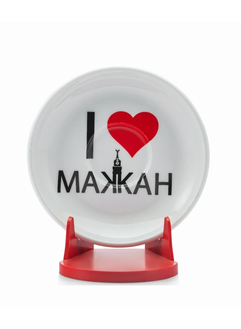قفتات طقم فنجان وقاعدة تذكارية بتصميم "أنا أحب مكة" - Image 3