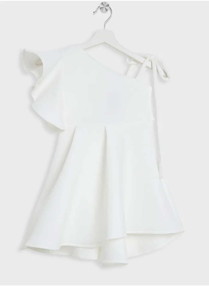 ليتل جولدن ابل Kids One Shoulder Dress