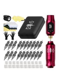 Arabest Rotary Tattoo Machine Set Tattoo Pen Set Tattoo Kit for Beginners Red  - Image 1