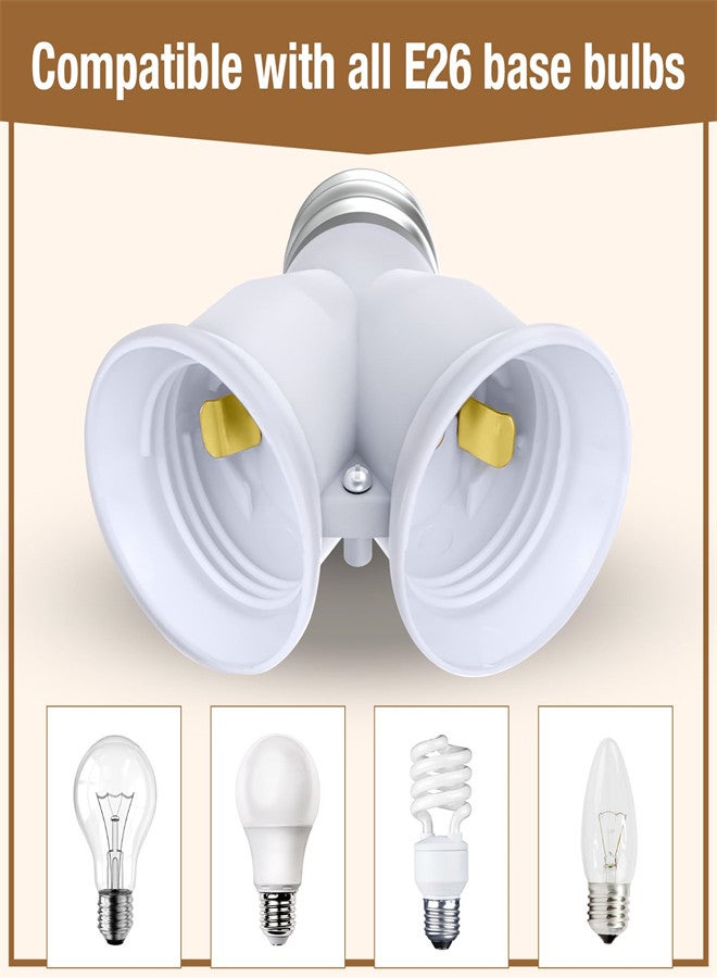 Excefore 2 in 1 E26 Socket Splitter Adapter, 3PCS E26/E27 Standard Medium Base Bulbs in 1 Socket Y-Shape Lamp Holder Converter, Heat Resistant Light Bulb Splitter for Kitchen Garage - Image 2