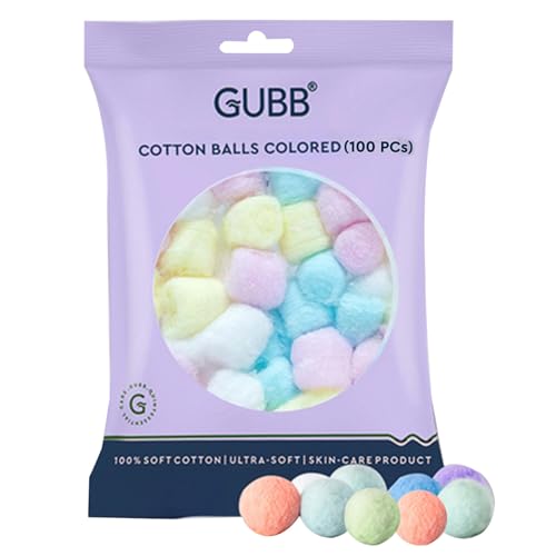 GUBB Coloured Cotton Balls For Face Cleansing & Makeup Removal 100 Pieces - Image 1