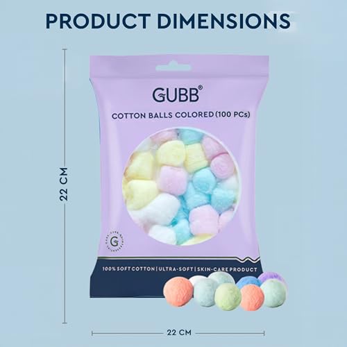 GUBB Coloured Cotton Balls For Face Cleansing & Makeup Removal 100 Pieces - Image 5