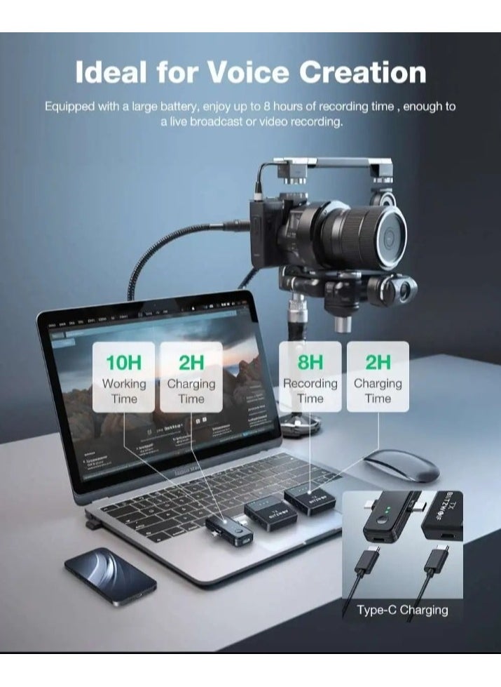 Generic - 3 in 1 Multi- Function Wireless Lavalier Microphone for iPhone, iPad, Android, Noise Cancellation, 12H Battery Life, Wireless Lapel Microphone for Video Recording, Live Streaming, YouTube, Facebook, TikTok, Vlogs, Online Teaching - Image 1