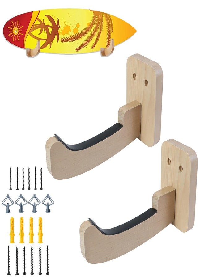 Stitokg Surfboard Wall Mount Rack (1 Pair), Solid Wood Surfboard Holder for Wall Storage, Non-Slip Surf Board Wall Mounts for Longboard, Shortboard, Skimboard, Snowboard & Skateboard, Indoor & Outdoor Use - Image 1
