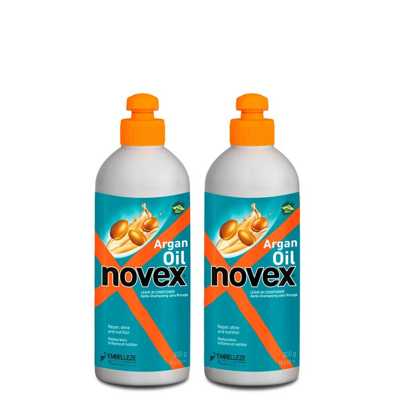 NOVEX بلسم نوفكس بزيت الأركان بدون شطف 300 جرام / 10.5 أونصة (عبوة من 2) 