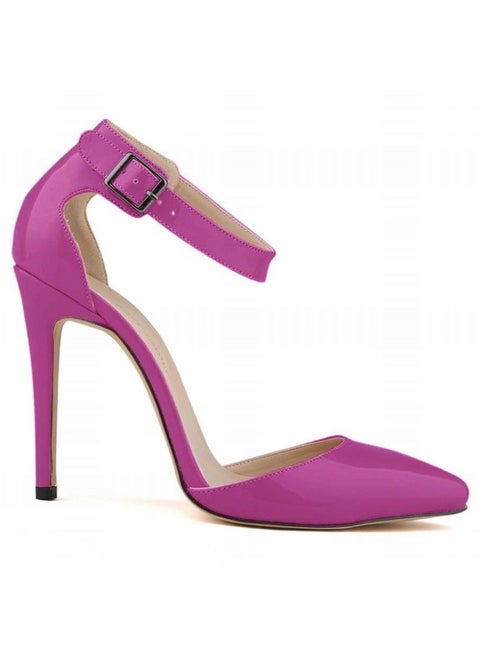 Versatile Comfortable Patent Leather Low-Vamp Pointed Toe Stiletto Heels Purple