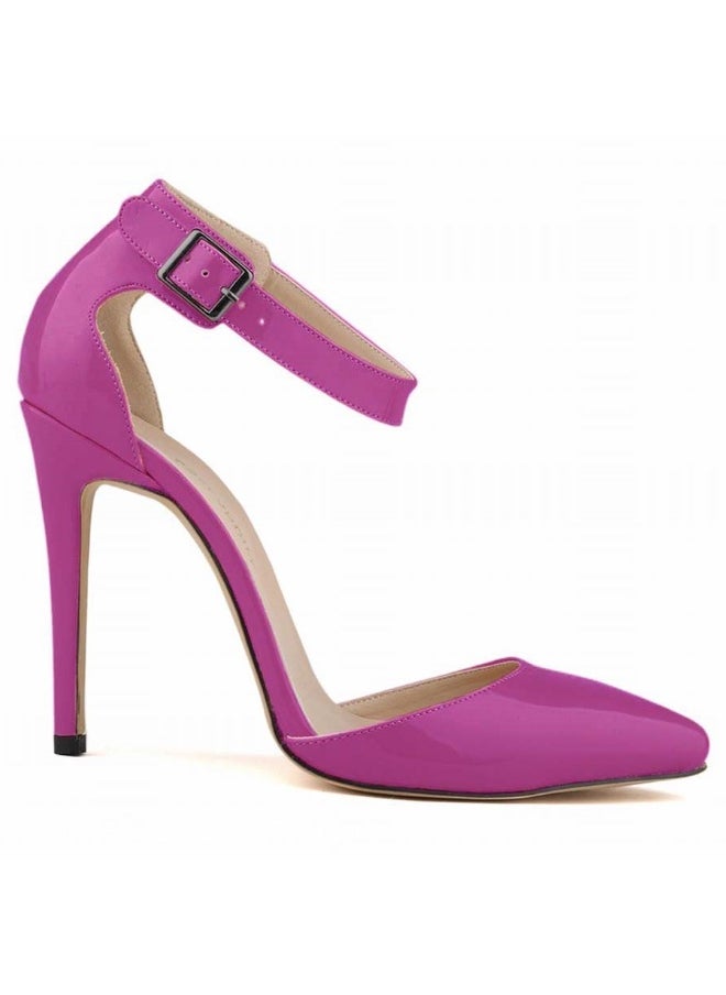 Loquat Versatile Comfortable Patent Leather Low-Vamp Pointed Toe Stiletto Heels Purple  - Image 1