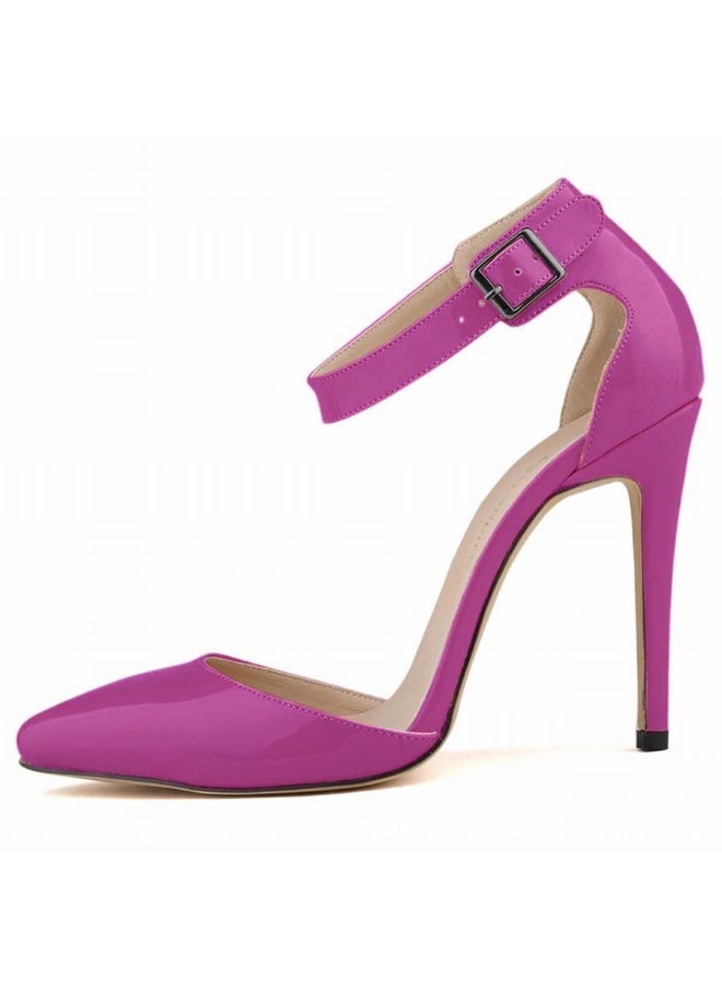 Loquat Versatile Comfortable Patent Leather Low-Vamp Pointed Toe Stiletto Heels Purple  - Image 2