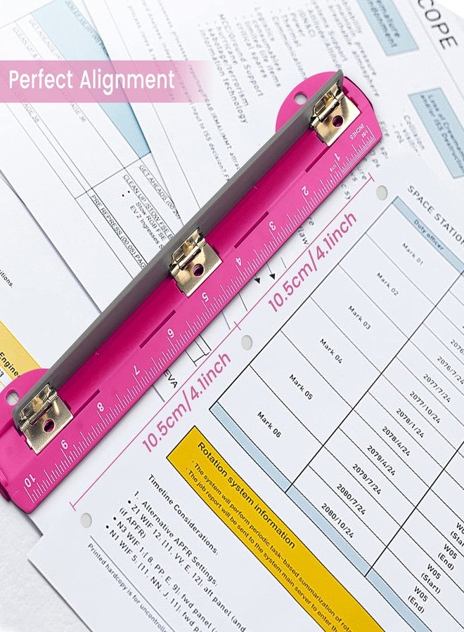 Eagle 3 Hole Punch, Portable Ring Binder 3 Hole Punch, Paper Puncher with Integrated Ruler, 5 Sheets Capacity, for Ring Binders, Office and School Supplies (Deep Pink) - Image 4