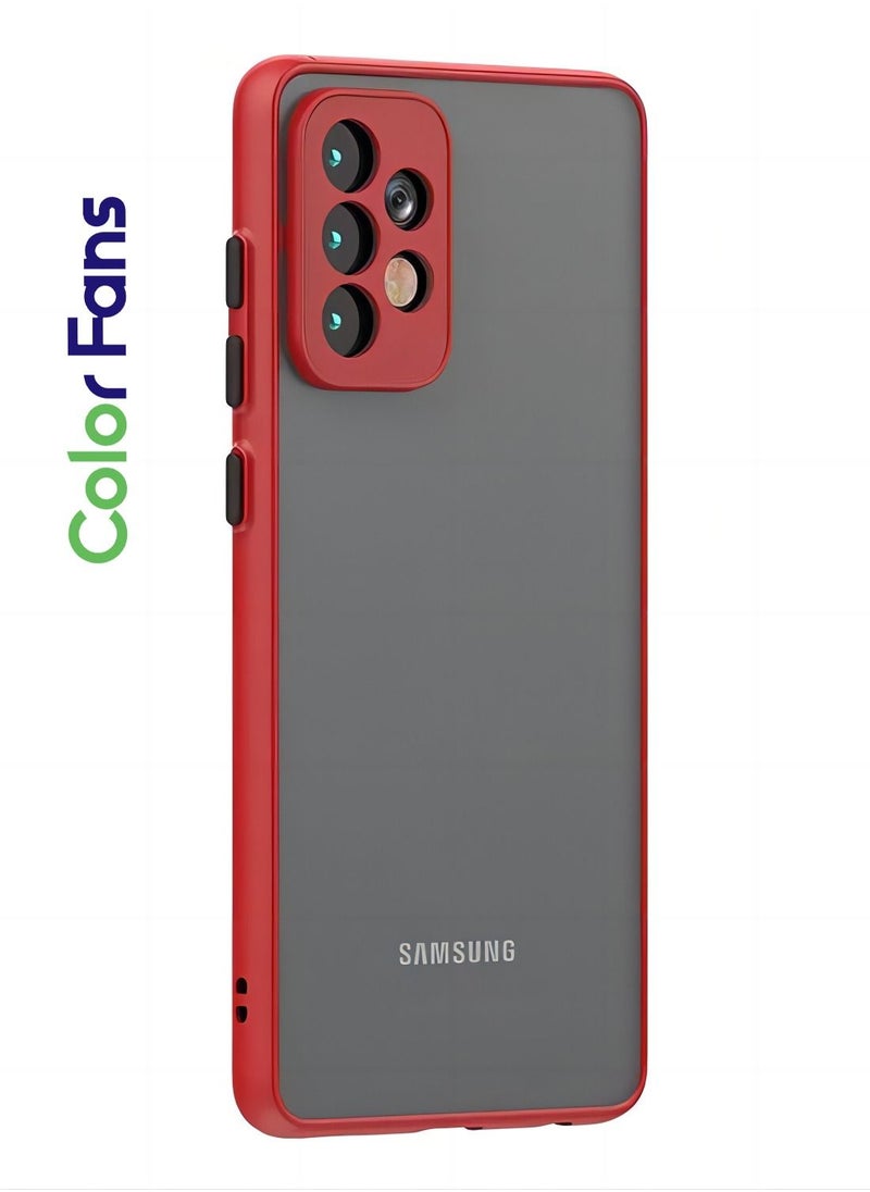 Color Fans Case for Samsung Galaxy A73 5G Frosted Anti Falling Cover Red 