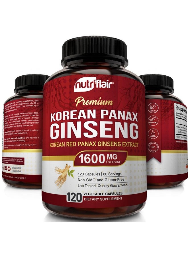 NutriFlair Korean Red Panax Ginseng 1600mg - 120 Vegan Capsules | 5% Ginsenosides | Non-GMO, Gluten-Free | Natural Energy & Focus Support | Made in USA - Image 3