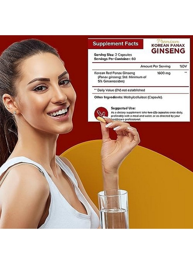 NutriFlair Korean Red Panax Ginseng 1600mg - 120 Vegan Capsules | 5% Ginsenosides | Non-GMO, Gluten-Free | Natural Energy & Focus Support | Made in USA - Image 2